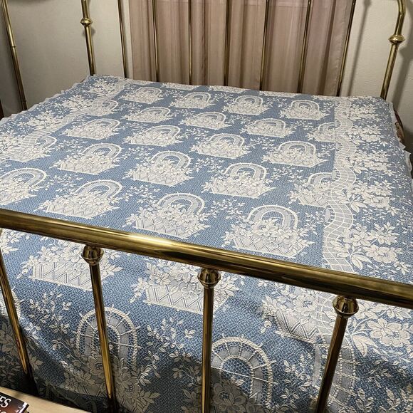 Unbranded Other - 1930s Bedspread Blue Reversible ~75x103